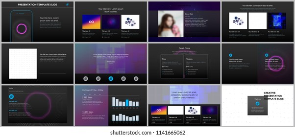 Minimal presentations, portfolio templates with abstract colorful infographics, minimalistic design futuristic vector backgrounds. Presentation slides for flyer, leaflet, brochure cover, report.