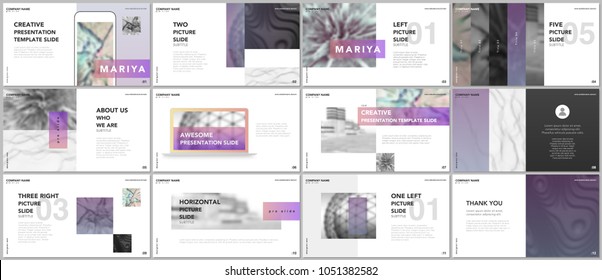Minimal presentations, portfolio templates. Purple elements on white background. Brochure cover vector design. Presentation slides for flyer, leaflet, brochure, report, marketing, advertising, banner