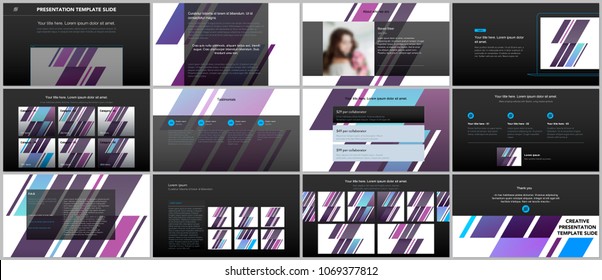 Minimal presentations, portfolio templates. Simple elements on black background. Brochure cover vector design. Presentation slides for flyer, leaflet, brochure, report, marketing, advertising