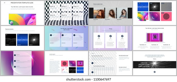 Minimal presentations, portfolio templates with vibrant colorful abstract gradient backgrounds. Brochure cover vector design. Presentation slides for flyer, leaflet, brochure, report, advertising.