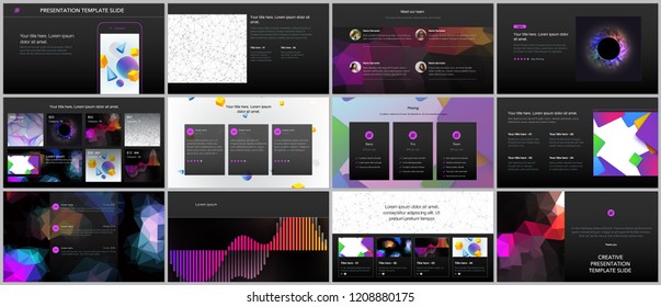 Minimal presentations, portfolio templates with vibrant geometric backgrounds made simple shapes in hipster style. Presentation slides for flyer, leaflet, brochure, report, marketing, advertising.