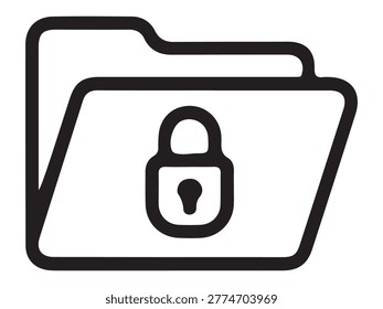 Minimal private folder outline icon illustrating data privacy secure storage protection and safe file organization for modern applications