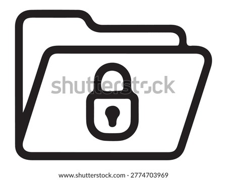Minimal private folder outline icon illustrating data privacy secure storage protection and safe file organization for modern applications