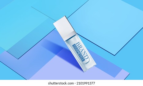 Minimal Product Ads With Blue Glass Blue Transparent Disk