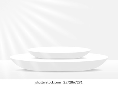Minimal Product Display Podium on White Background With Sunlight. Vector Illustration. Wallpaper