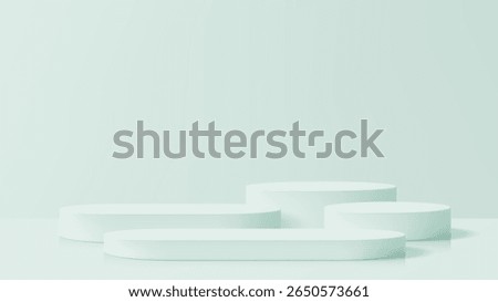 Minimal product display with various geometric podiums. 3D studio background for beauty product presentation mockup. Empty empty stage for advertising.