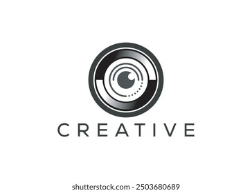 Minimal and professional camera lens logo design template