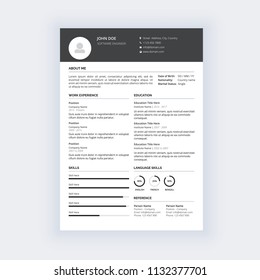 Minimal Professional CV Black and White Vector Design