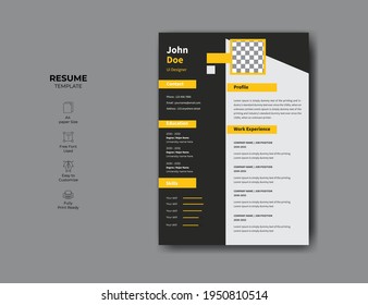 Minimal professional cv or resume template design. vector minimalist cv or resume design template.