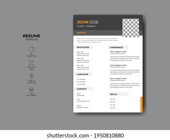 Minimal professional cv or resume template. super clean modern cv or resume design template.