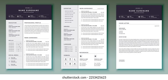 Minimal professional cv or resume template design. vector minimalist cv or resume design template