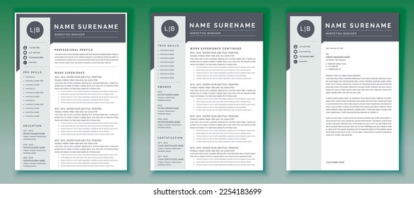 Minimal professional cv or resume template design