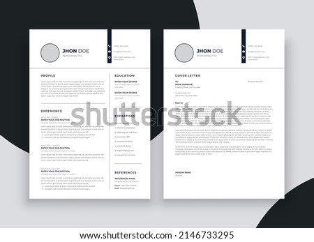 Minimal professional CV  resume template - super clean modern vector infographic - black and white resume cv template