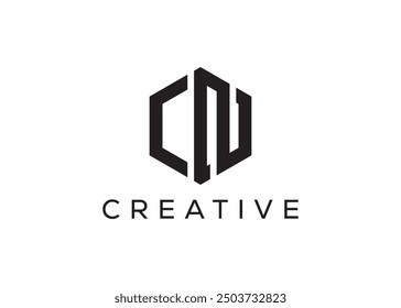 Minimal and professional letter C N polygon logo design template