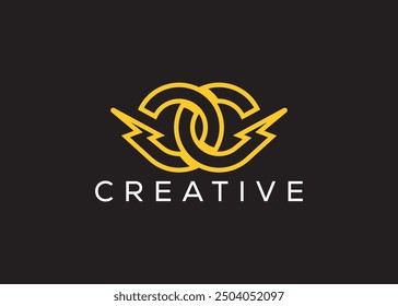 Minimal and professional Letter C C thunder logo design template