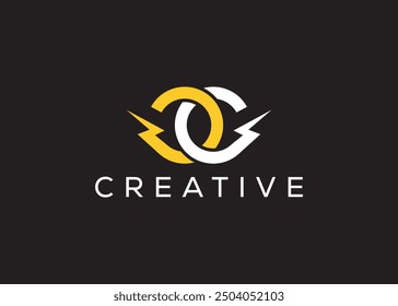 Minimal and professional Letter C C thunder logo design template