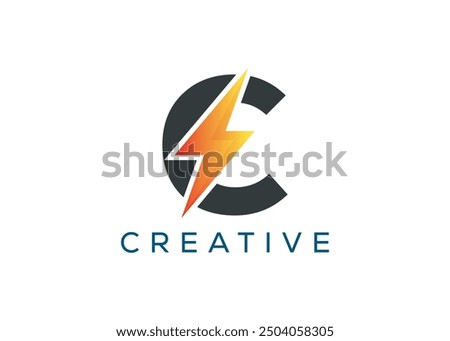 Minimal and professional Letter C thunder logo design template