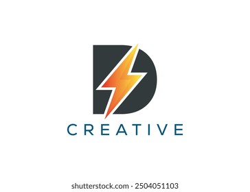 Plantilla de diseño de logotipo de trueno de letra D mínima y profesional