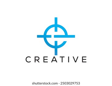 Minimal and professional letter e gun shoot target logo design template