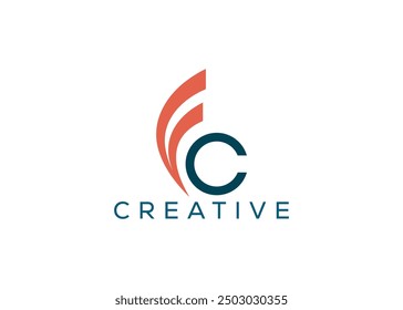 Minimal and professional letter F C abstract logo design template