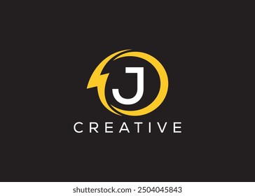 Minimal and professional Letter J thunder logo design template