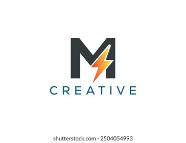 Minimal and professional Letter M thunder logo design template