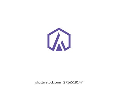 Diseño de logotipo de polígono de letra A de Profesional mínimo sobre fondo blanco
