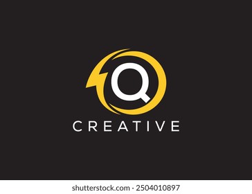 Minimal and professional Letter Q thunder logo design template