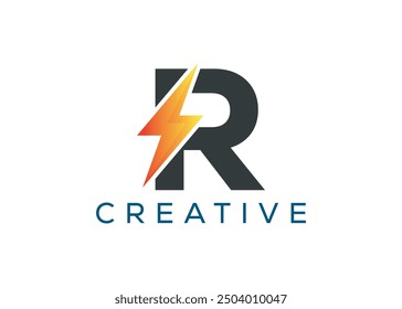 Minimal and professional Letter R thunder logo design template 
