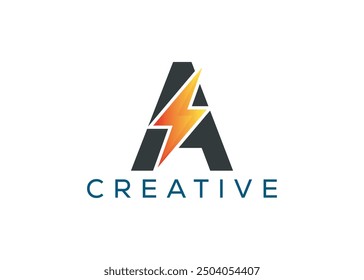 Minimal and professional Letter A thunder logo design template