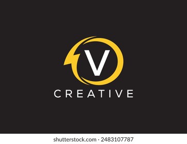 Minimal and professional Letter V thunder logo design template