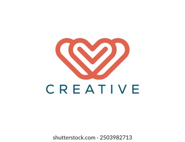 Minimal and professional letter w love logo design template