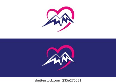 Minimal and Professional love and summit vector logo design