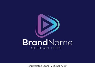 Diseño del logotipo de vectores de iconos de reproducción mínima y profesional
