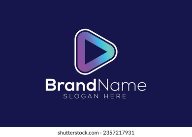Diseño del logotipo de vectores de iconos de reproducción mínima y profesional