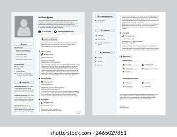 Minimal professional Resume template, Modern CV template