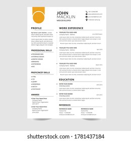 Minimal professional resume/cv And job application  template .Vector