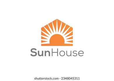 Minimal and Professional Sun and House sign logo design vector template
