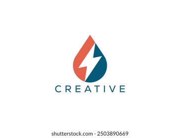 Minimal and professional thunder and drop logo design template