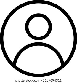 Minimal profile icon with circular head and curved shoulders, representing user account or identity.