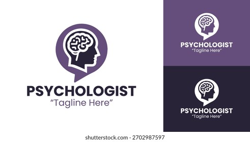 Mínima marca de psicólogo con forma de cabeza abstracta para la marca de bienestar mental.
