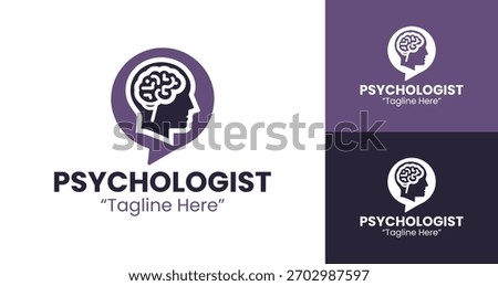 Minimal psychologist mark with abstract head shape for mental wellness branding.