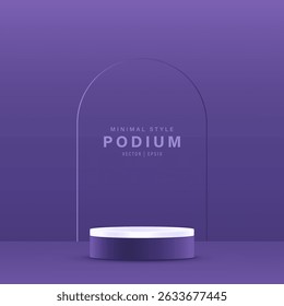 Minimal purple background with 3d podium for product display, vector design