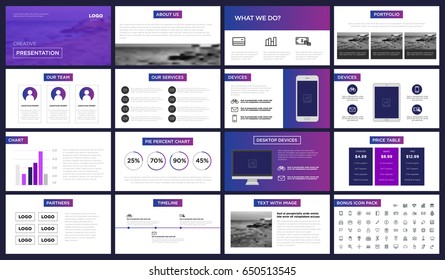 Minimal Purple And Blue Presentation Template. You Can Use It Presentation, Flyer And Leaflet, Corporate Report, Marketing, Pitch, Annual Report, Catalog.