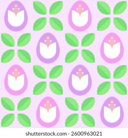 Minimal purple and green Easter seamless pattern. Use for decorate card, web page, fabric or wrap.