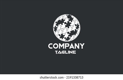 minimal puzzle world logo template