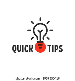 minimal quick tips icon with black light bulb. flat linear trend simple logotype graphic web banner design isolated on white. concept of interesting facts for general erudition or incentive brainstorm