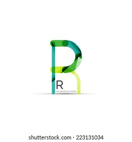 Minimal R font or letter logo design isolated on white