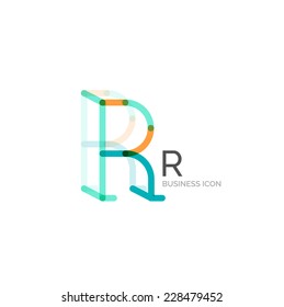 Minimal R font or letter logo design isolated on white