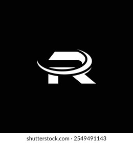 Minimal R letter logo design with black background. Cleaning wash company logo.
